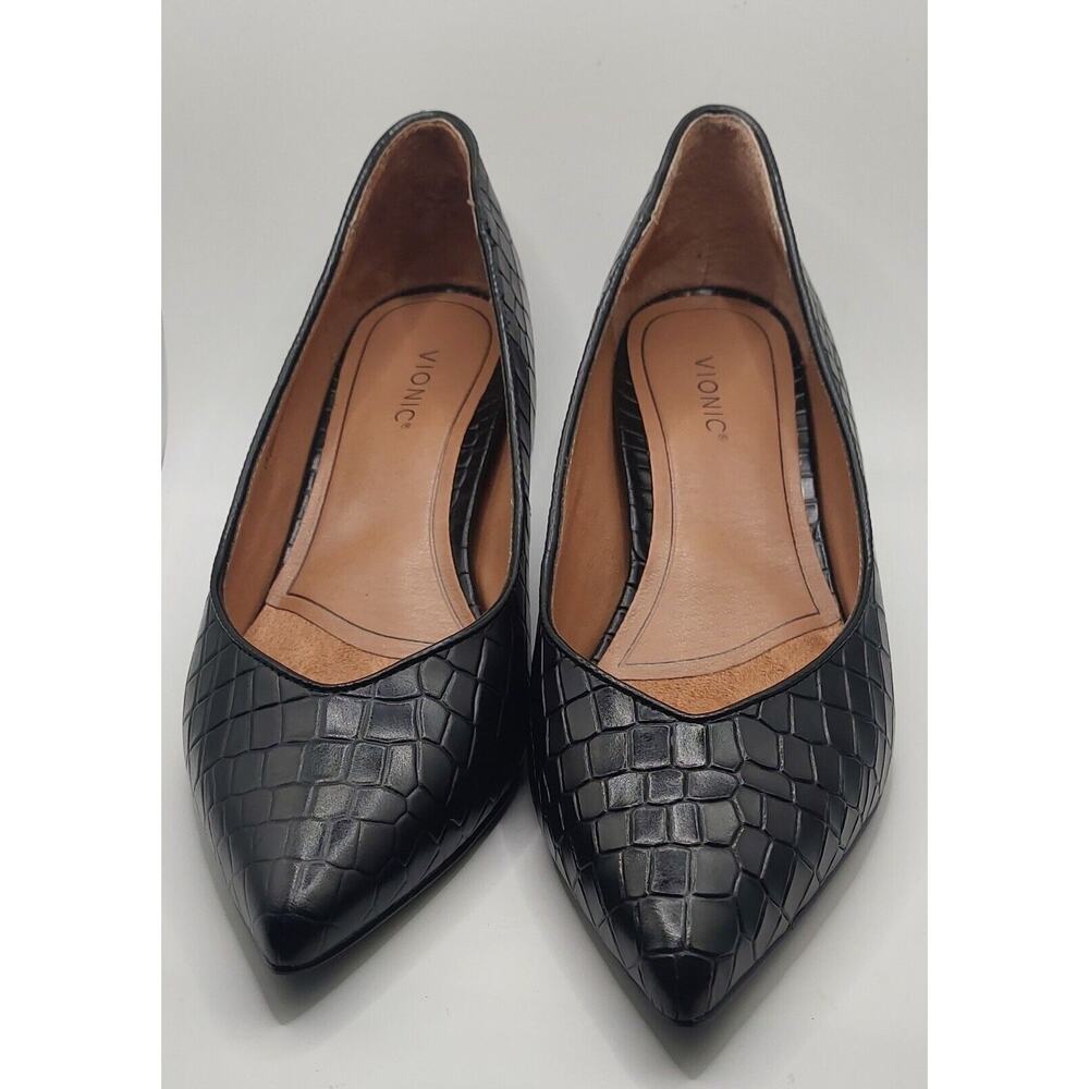 WOMENS Vionic Kit Josie 6 Heels Black Croc Shoes Size 9 Med In Box